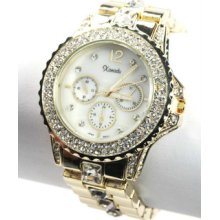 Mk Style Xanadu Crystal Bezel Dressy Fashion Bracelet Watch