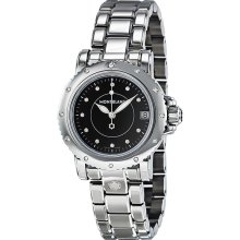 Montblanc Sport Diamond Black Dial Stainless Steel Ladies Watch 102363
