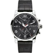 Montblanc Yimewalker 105077 Gents Black Calfskin Stainless Steel Case Watch