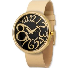 Moog Gold-Plated Round Black Dial Watch W/ (TS-06G)Beige Band