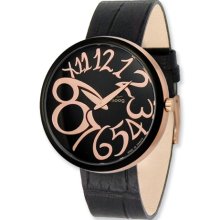 Moog Rose/Blk-Plated Round Black Dial Watch W/(MC-01RG) Black Band