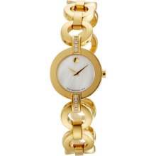 Movado 606264 Watch Ladies Mop Dial Gold Plated Stainless Steel Case 0606264