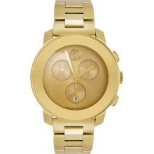 Movado Bold 3600076 Watch Large Unisex - Yellow Gold Dial Stainless Steel Case Quartz Movement