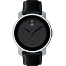 Movado Bold Large Aluminum With Black Dial Leather Band Watch 3600072