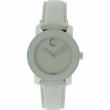 Movado Bold Medium White Leather Unisex Watch