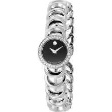 Movado Ladies Rondiro Mini Black Museum Dial Diamond Bezel 0606251