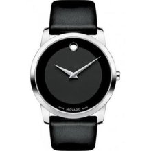 Movado Men's Swiss Museum Black Leather Strap Watch 0606502