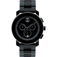 Movado Watch, Swiss Chronograph Bold Large Black Polymer Bracelet 44mm