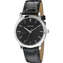 MS672B Accurist Mens Silver Black Watch