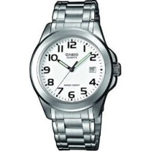 Mtp-1259d-7bef Casio Gents Watch Quartz Analogue White Dial Silver Steel Strap