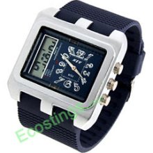 Multifunction Blue 2 in 1 Digital and Quartz Sports Wristwatch