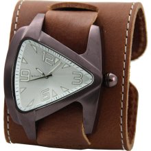 Nemesis Men's Brown Triangle Leather Strap Watch (Nemesis Mens Classic Brown Triangle Leather Watch)