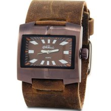 Nemesis Men's Classic Stainless Steel Leather Cuff Watch