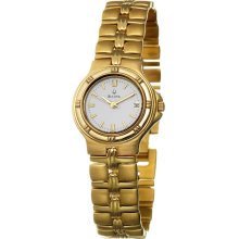 New BULOVA Ladies Analog Round Watch Steel Gold-Tone Bracelet White Dial