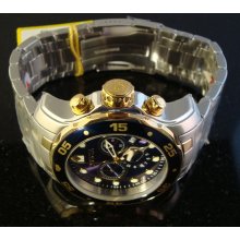 New Invicta 2 Tone 18 K Gold Plated S.S.Master Of The Oceans Chrono Scuba Diver