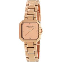 New KENNETH COLE New York Womens Square Analog Watch Gold-Tone Bracelet