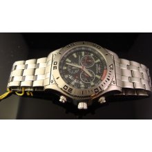 New Mens Invicta Rare Swiss Quartz Ii Collection Chrono Black Dial Green Accent