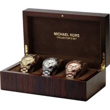 New MK5683 Michael Kors Watch Set of 3 Women Chronograph Runway collection 39mm