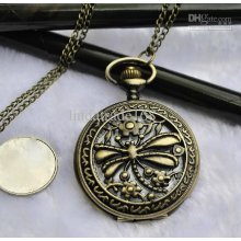 New Style Christmas Gift Large Dragonfly Pocket Watch Necklace Trend