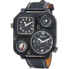 New Unique Design Two-dial Quartz Analog Men Sports Watch (Black)