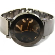 New Unisex Stainless Steel Wrist Chain Watch Black