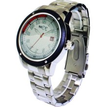 Nice Italy Mens Enzo Bracciale Stainless Watch - Silver Bracelet - White Dial - NICW1058ENB021002