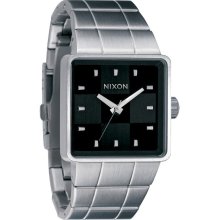 Nixon Mens The Quatro Stainless Watch - Silver Bracelet - Black Dial - A013 000