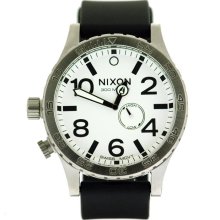 Nixon Men's Tide Watch Stainless Steel White Dial Black Rubber Band Watch