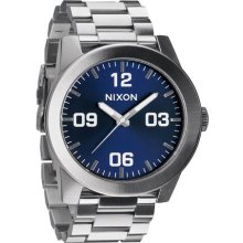 Nixon 'The Corporal' Bracelet Watch Silver/ Blue Sunray