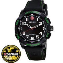 Nomad LED Men's Compass Watch with Black and Green Dial from WengerÂ®