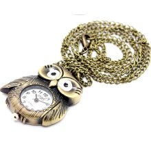 Novel Cartoon Owl Style Alloy Pocket Watch with Chains