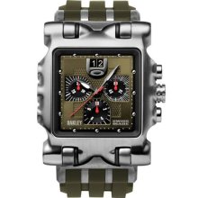 Oakley Mens Minute Machine Chronograph Titanium Watch - Green Rubber Strap - Green Dial - 10-067