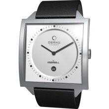 Obaku By Ingersoll Unisex Glossy White Dial Black Leather Strap Watch