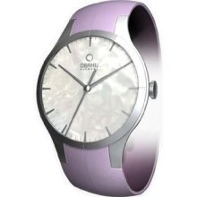 Obaku Harmony Womens Titan Glass Watch - Purple Band / Pearl Face V100lcwrqs-011