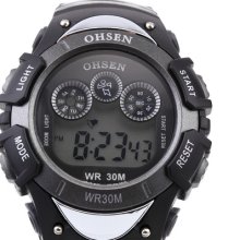 Ohsen 7 Modes Backlight Digital Date Day Alarm Men Black Sport Watch Dailyetrade