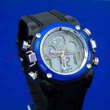 Ohsen Diving Analog Digital Mens Quartz Xmas Wrist Band Watch 0721 Blue
