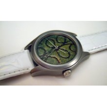 One-of-Kind, Handmade, Torch Fired Vitreous Enamel, Swiss Wristwatch, Copper Dial Watch