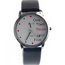 One to Five Round Dial Quartz Wrist Watch PU Leather Band