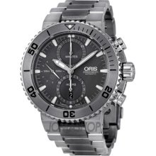 Oris Aquis Titan Chronograph 46mm Watch - Grey Dial, Titanium Bracelet 67476557253MB Sale Authentic