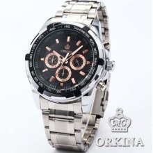 Orkina 24 Hours 6 Hands Stainless Steel Men Quartz Sport Wrist Watch Dailyetrade