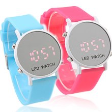 Pair of Sports Style LED Red Jelly Wrist Watches - Light Blue & Peach Red