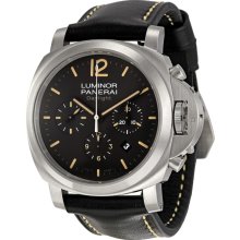 Panerai Luminor Black Leather Mens Watch Black Arabic Dial 00356