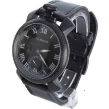 Parnis Watch Manual Mechanical Black Face Black Strap