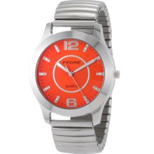 Pedre Stainless Steel Bracelet Watch with Orange Sunray Dial