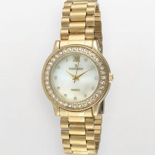 Peugeot Gold Tone Crystal And Mother-Of-Pearl Watch - Made With