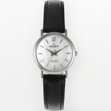 Peugeot Silver Tone Mother-Of-Pearl Leather Watch - 3030Bk - Women