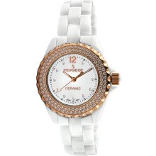 Peugeot Women's Swiss Ceramic Crystal White Dial Watch (Swiss Ceramic Swarovski Crystal White Dial Watch)