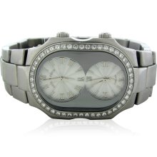 Philip Stein Teslar Dual Time Diamond Bezel Ladies Watch