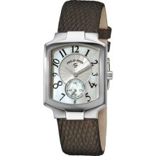 Philip Stein Women's Classic Metallic Brown Leather Strap Watch