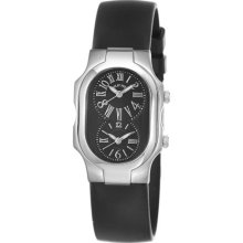 Philip Stein Women's 'signature' Black Dial Black Rubber Strap Watch